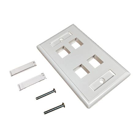 4 Port Single Gang Keystone Faceplate in White