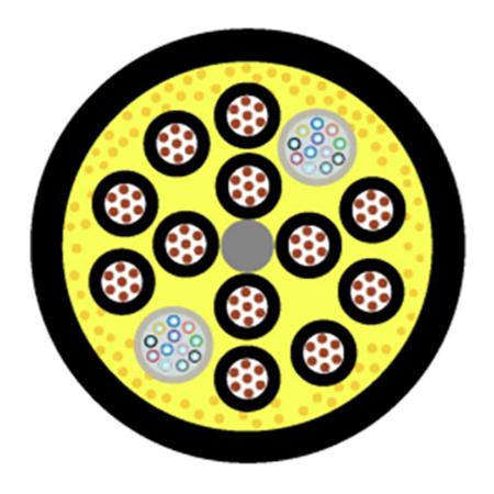 HYBRIDFLEX® 1/2 in OD Hybrid Cable, 12x 16 AWG, 24x SM Fiber, Indoor/Outdoor