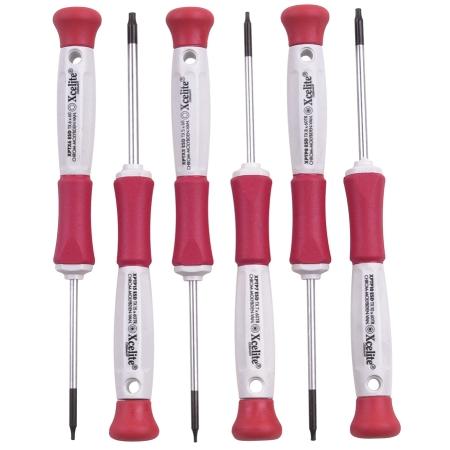 6PC TORX(r) drivers T5, T6, TP7, TP8, TP10, TP15
