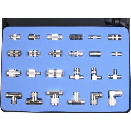 24 Piece Mobile Radio Coaxial Adapter Kit in Foam Padded Zipper Case