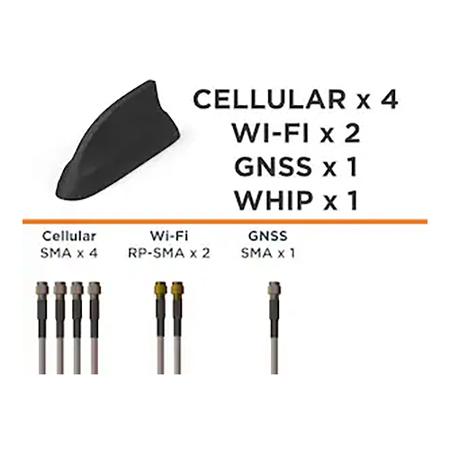 FP40 7-Port Multiband Vehicular Shark Fin Antenna, No Whip Port