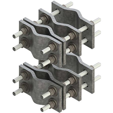 Wide HD Pipe to Pipe Clamps with Double Threaded Rod