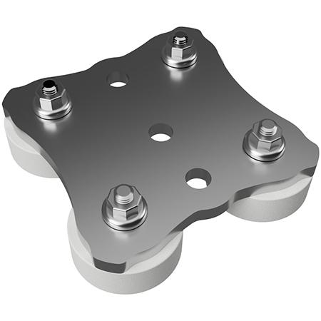 Flat Base Magnetic Bracket, (3) 5/16 in Threaded Bolt Holes