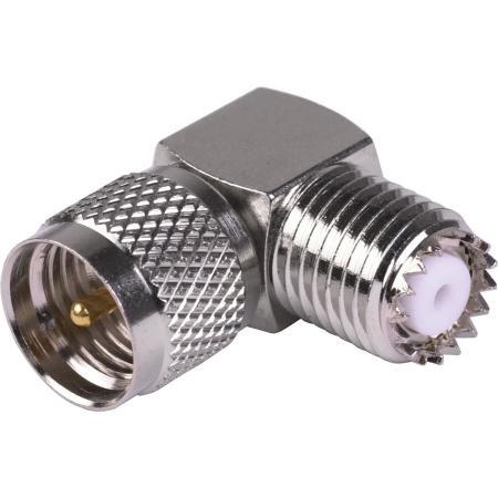 Mini-UHF Female - Mini-UHF Male Right Angle Adapter