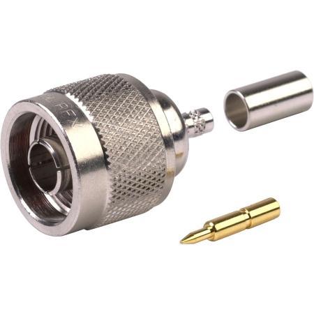 N Male Straight Crimp Connector for RG58, RG141, and LMR®-195 Cables