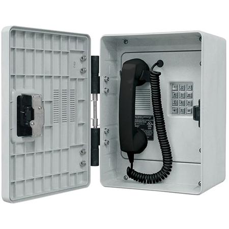Outdoor Rugged Analog Telephone - Surface Mount with Latching Door and Keypad