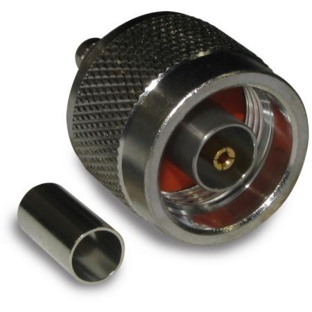 RP-N Male Straight Crimp Connector for RG58, RG141, and LMR®-195 Cable