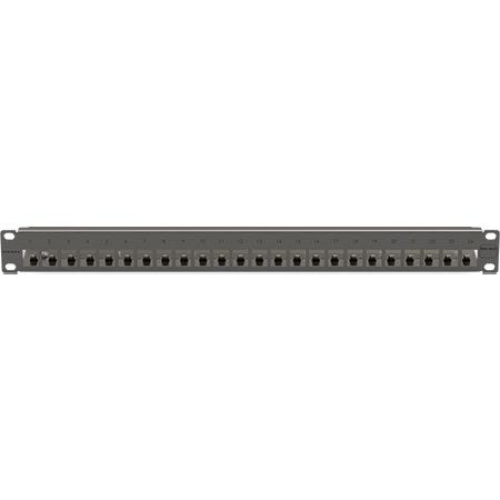 TERA-MAX Shielded Empty Patch Panel with Fixed Wire Manager, 24-Port, 1U, Flat, Silver