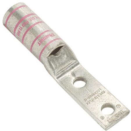 Two-Hole Straight Tongue Copper Compression Lug for #2 Wire and 1/4 in Hardware
